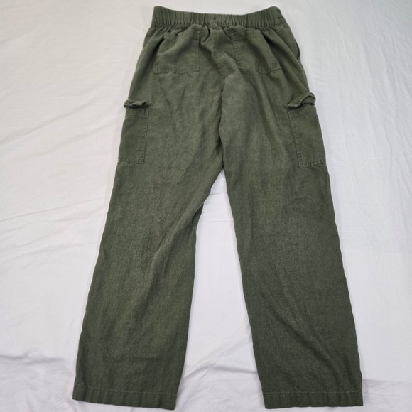 Per Se Womens Linen Blend Cargo Pants Green Drawstring Waist‎ Size S Y2K - Picture 2 of 10